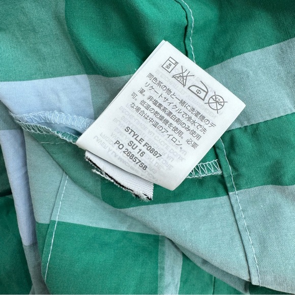 J. Crew Karina Gingham Midi Dress Green Blue Check Square Neckline Size 4 50s - Picture 11 of 11